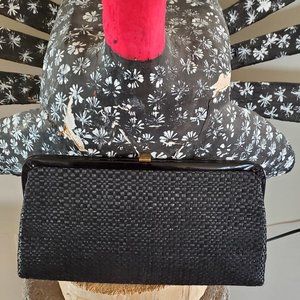 Vintage Rattan black clutch purse (1950s)